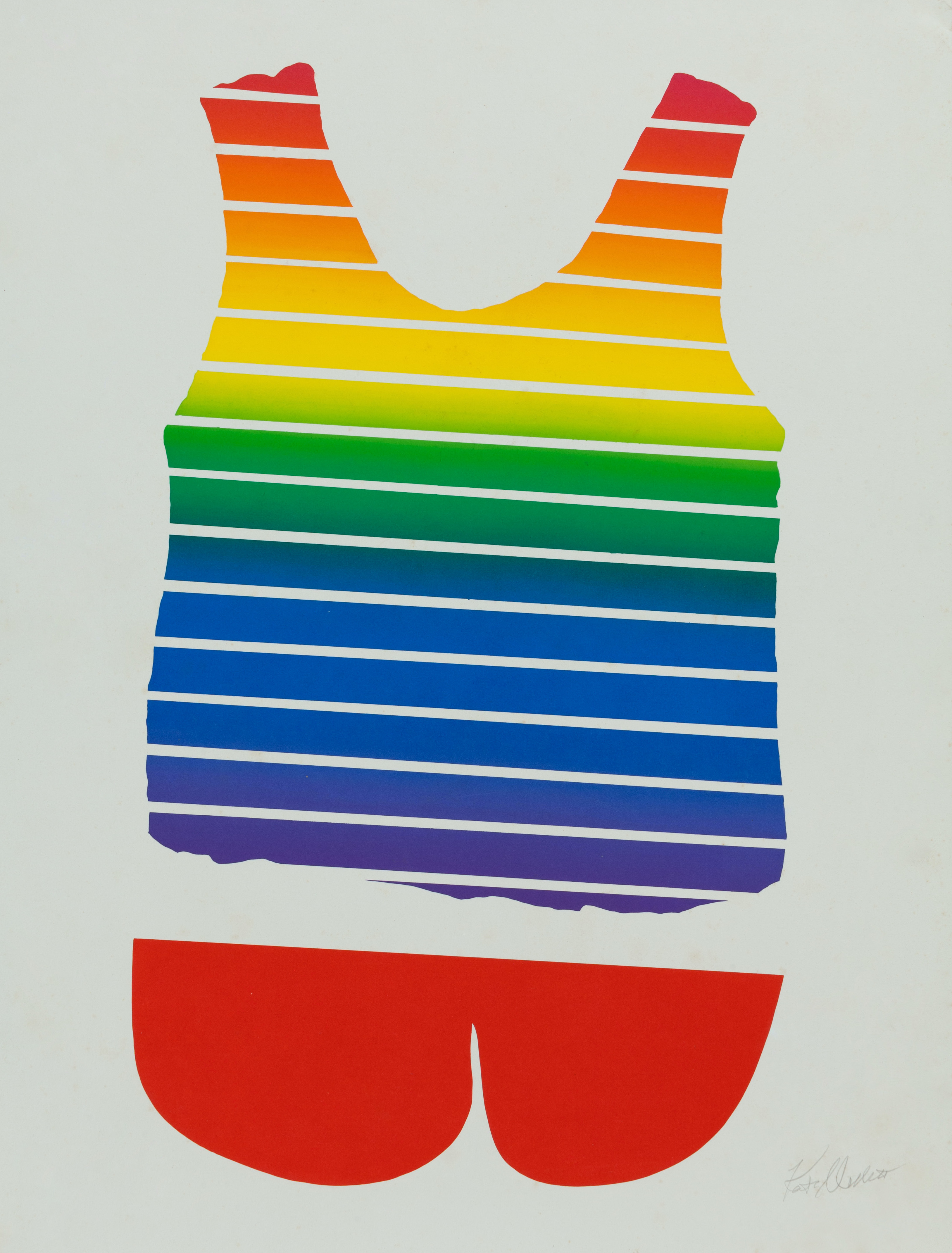 Kate Millett, Rainbow Striped Tank Top, 1986, monoprint, courtesy the Kate Millett Estate